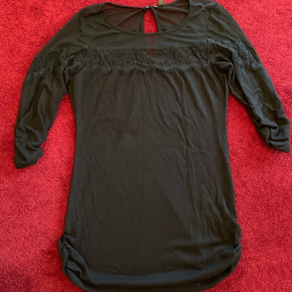 Lace and cotton 3 quarter sleeve top